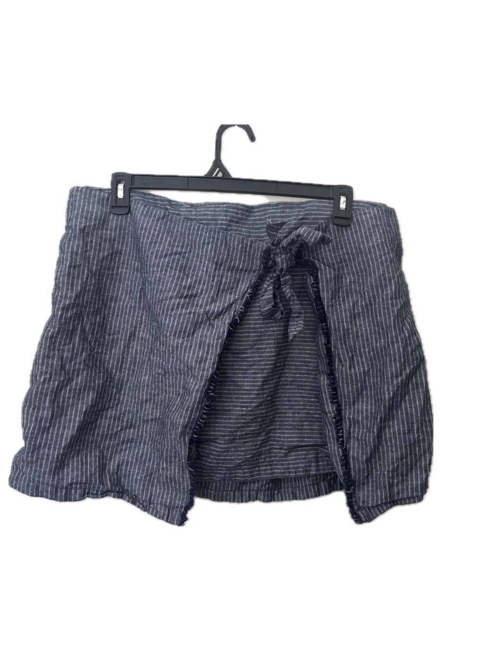 Merona Linen Blend Striped Mini Skirt XXL Blue White Pull On Tie Waist